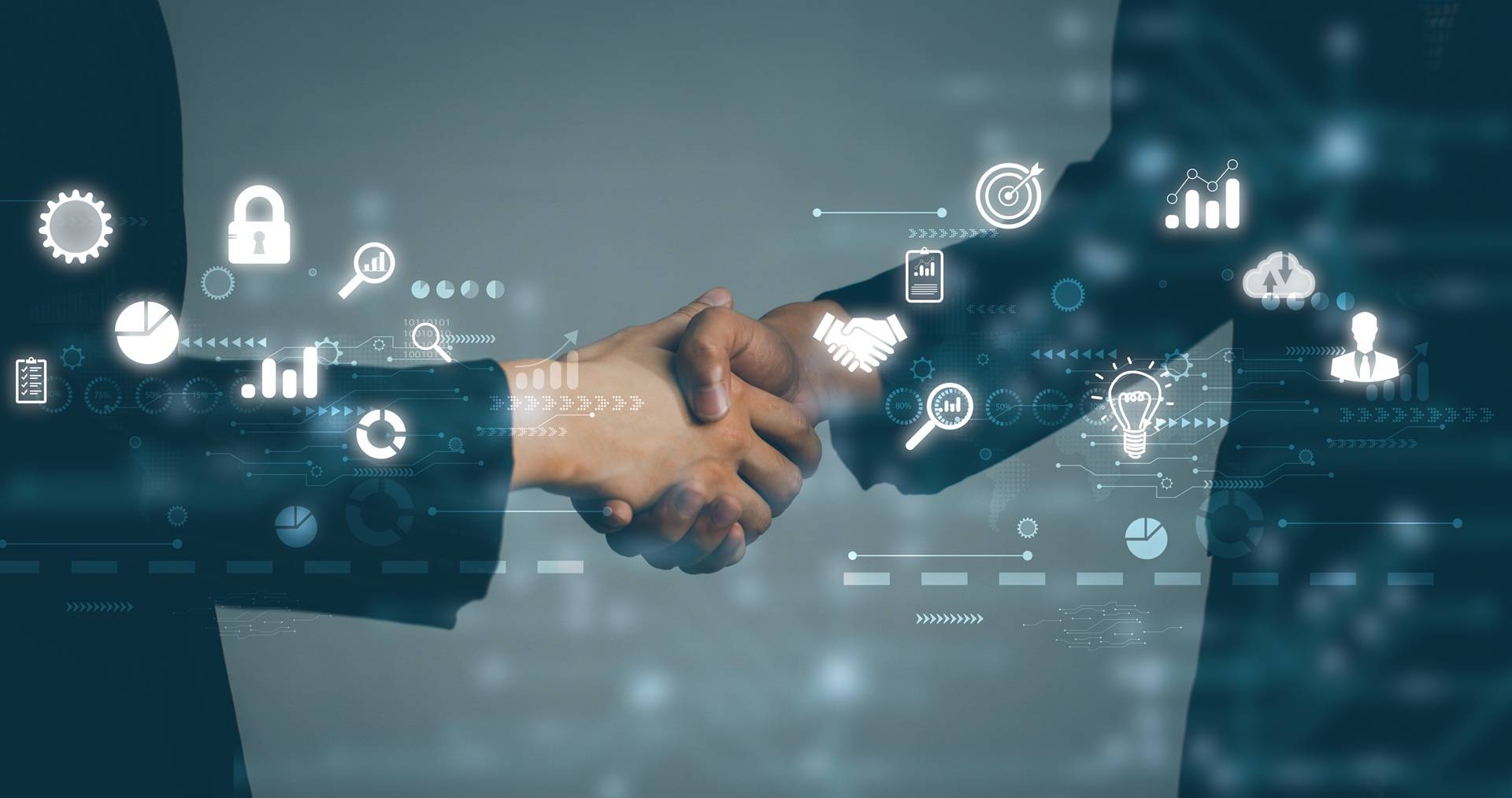Digitale Zusammenarbeit mit Handschlag | Personalberater Energie


