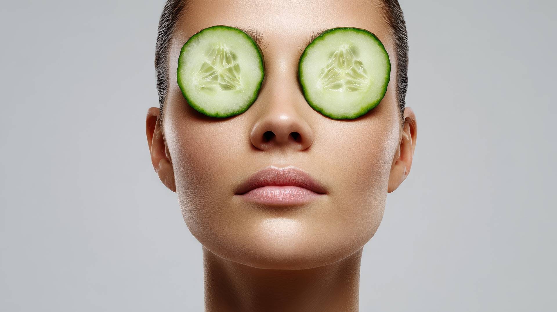 Frau mit Gurkenscheiben bei Gesichtsmaske | Infrarotsauna