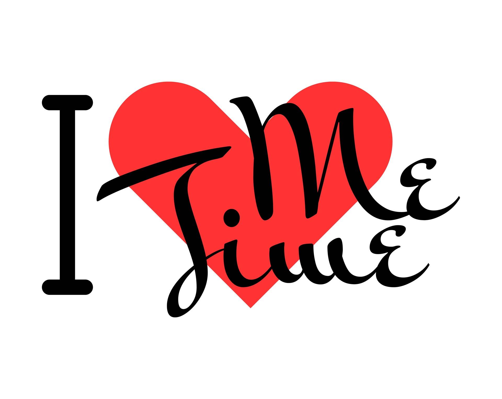 Schriftzug I love me time als Symbol für Auszeit | Infrarotsauna